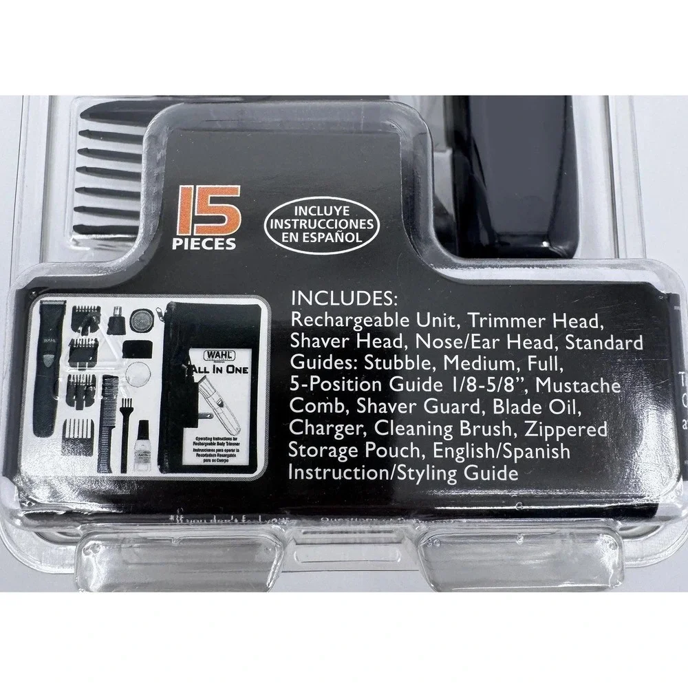 Wahl All In One Rechargeable Cordless Mens Trimmer 15 Piece Kit Black NEW